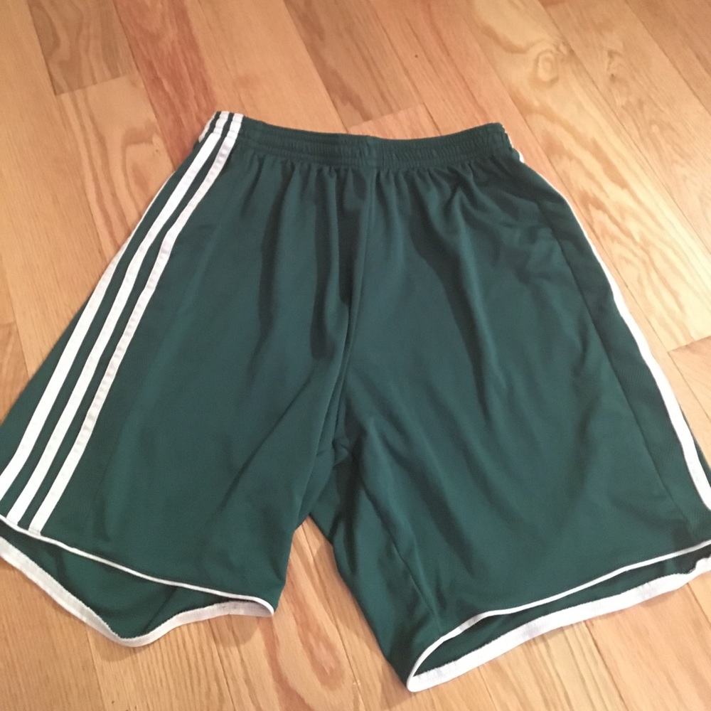 Green adidas shorts